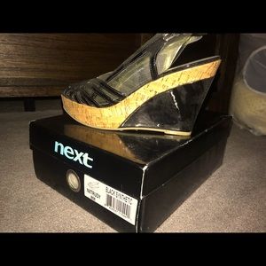 Black and cork wedge sandal